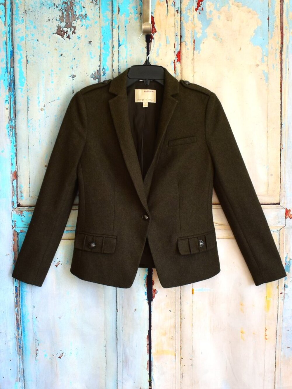 Women's Banana Republic Heritage Collection Preppy Wool Blazer SIZE 4 Green